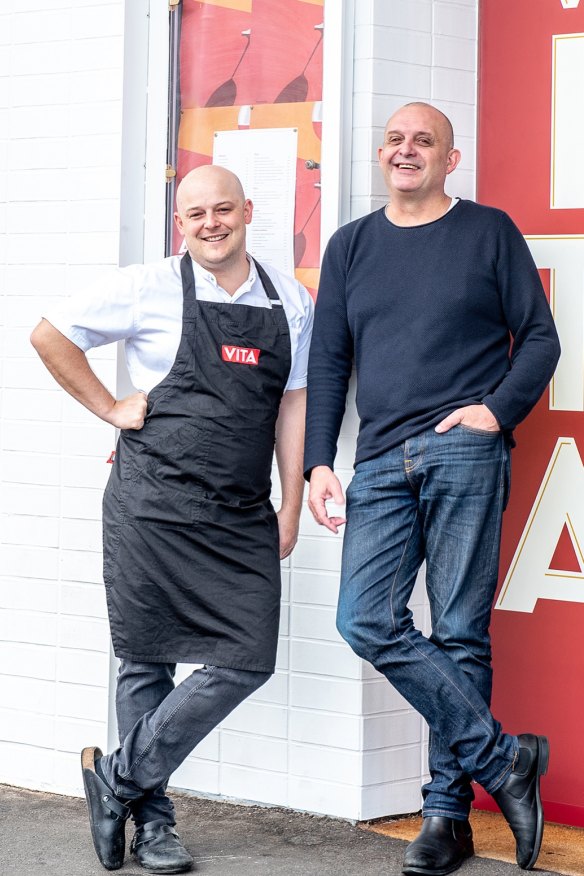 Head chef Nathaniel Destefano (left) and Simon Hartley outside Vita in Kew.