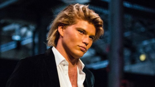 Jordan Barrett on the David Jones Autumn Winter 2018 Collections Launch runway on Wednesday night.