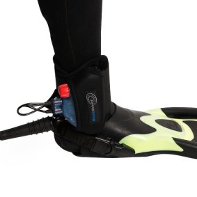 The Shark Shield is affixed around the ankle and has a two metre cord attached.
