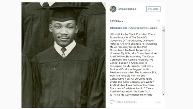 Spike Lee's Instagram post with a picture of Martin Luther King.