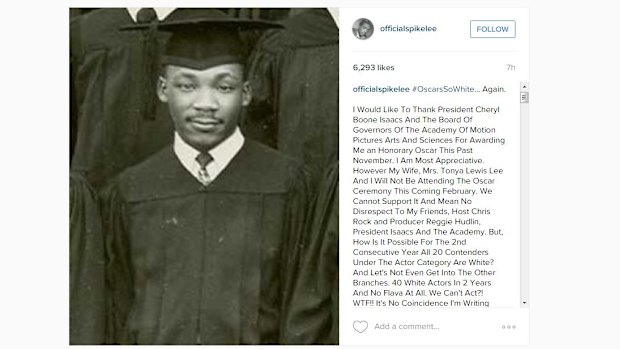 Spike Lee's Instagram post with a picture of Martin Luther King.