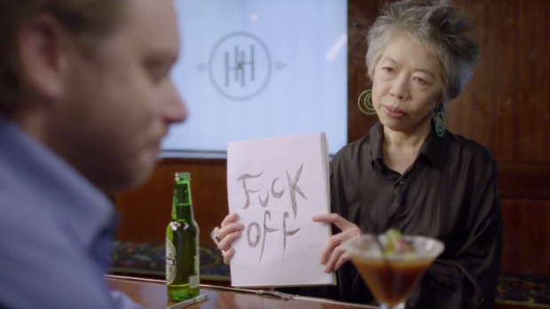 Lee Lin Chin in a scene that probably definitely happened in real life. 