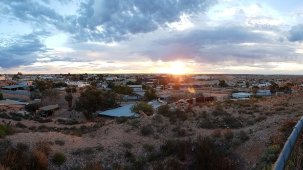The view from the Italo-Australian Miners’ Club in Coober Pedy, an important setting for a scene in the novel.
