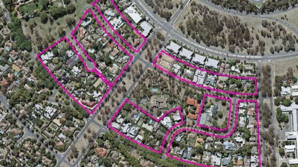 Blocks that would be subject to the new proposal limiting development to one dwelling per block.