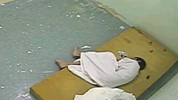 A youth in solitary confinement in the ABC footage.