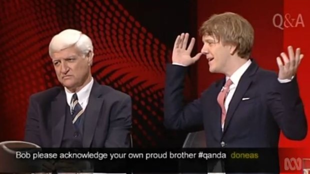 Politician Bob Katter and comedian Josh Thomas clash on ABC's <i>Q&A</i> program.