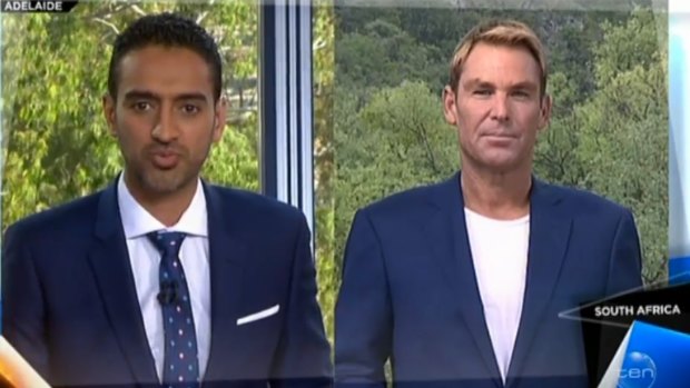 Wrong-footed ... Shane Warne was unimpressed by the line taken by Waleed Aly in his interview.