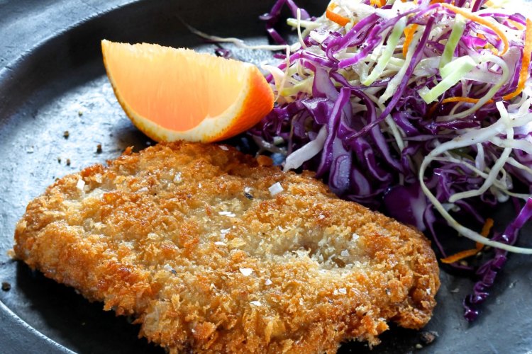 Jill Dupleix's duck schnitzel and slaw.