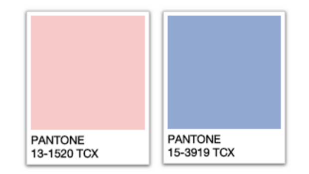 The Pantone Colours of the Year: Rose Quartz and Serenity.