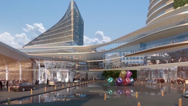 An artist's impression of the proposed redevelopment of the Aquis Canberra casino.