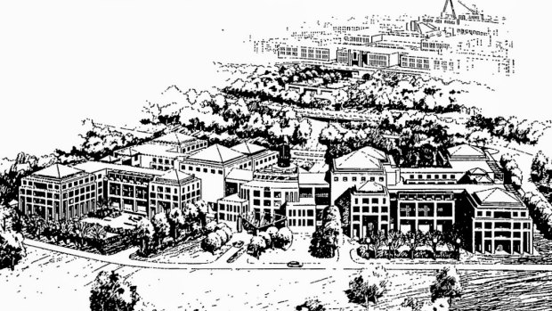 An early drawing of the proposed York Park Offices, now called the R. G. Casey Building.