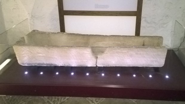 The coffin after it was damaged.