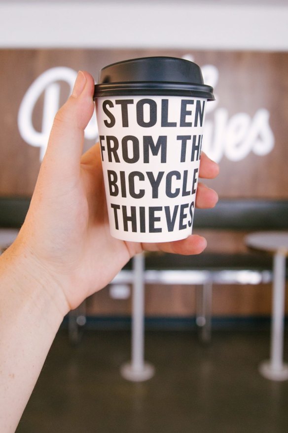 An Instagram-friendly takeaway cup from Bicycle Thieves.