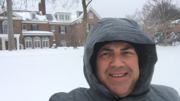 Joe Hockey outside his new home in Washington, as Australia's ambassador to the US.