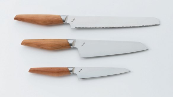 The knives feature wild cherrywood handles sourced from the same prefecture, Gifu, where the manufacturer Sumikama is located.