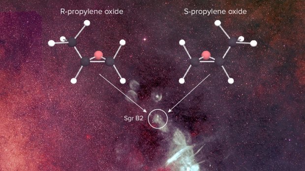 Scientists applaud the first detection of a ‘handed’ molecule, (propylene oxide) in interstellar space.
© B. Saxton, NRAO/AUI/NSF from data provided by N.E. Kassim, Naval Research Laboratory, Sloan Digital Sky Survey.