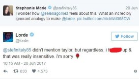 The Twitter conversation between Lorde and SBS Sexuality's Stephanie Marie.