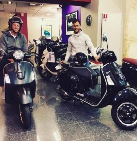 Nic White and Jesse Mogg show off their scooters in France,