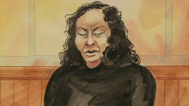 A court sketch of  double murderer Cai Xia Liao. 