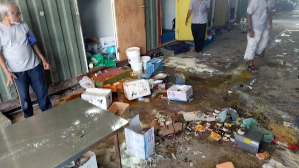 A photo uploaded by a Manus refugee which he said showed PNG authorities destroying property.