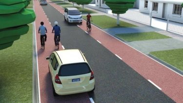 An artist's impression of the bike boulevard proposed for Leake Street in Bayswater. 