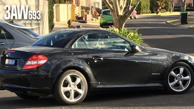 A black Mercedes-Benz being driven around the Avondale Heights area on Monday afternoon.