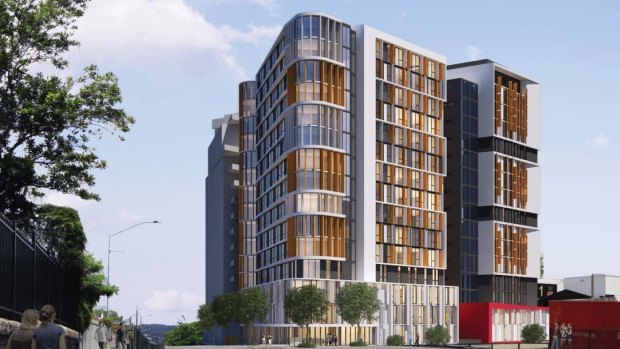 The proposal at 191 Vulture Street would see two towers constructed, filled with studio units and dorm-style apartments.
