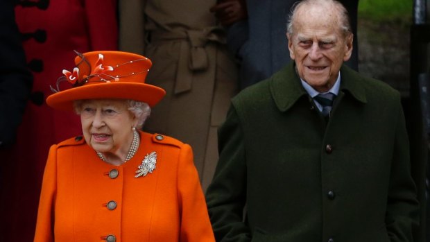 Queen Elizabeth II and Prince Philip after Mass at St Mary Magdalene Church in Sandringham on Christmas Day.