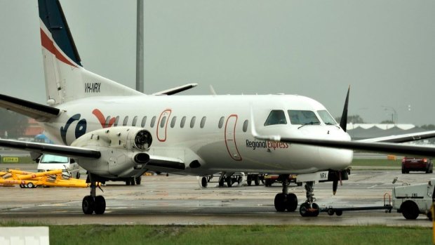 The propeller sheared off the Regional Express Saab 340 in midair on Friday. 