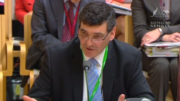 FSANZ chief executive officer Steve McCutcheon being grilled during Senate estimates.