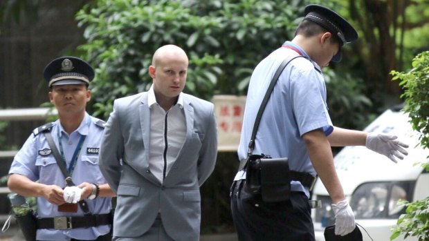 Peter Gardner arrives at Guangzhou Intermediate Court on Thursday.