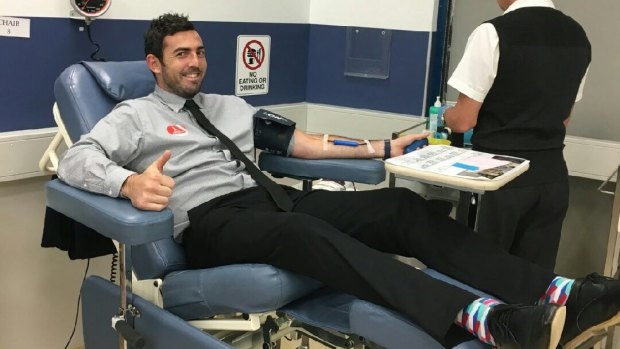 Luke Halcro donated blood for the first time this month.