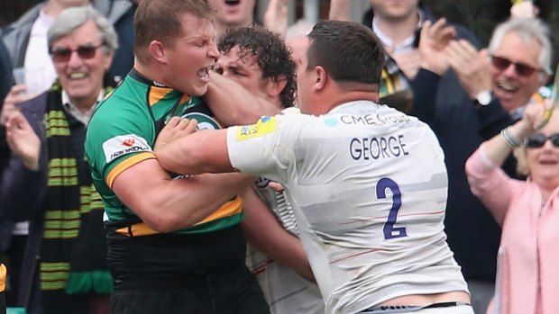 Controversial: Dylan Hartley, left, is not stranger to on-field trouble.