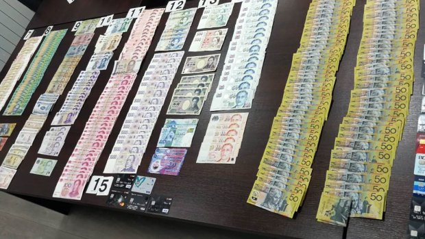 Police seized cash in many denominations at the hotel in Serbia.