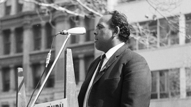 Ray Peckham speaking at demonstration in 1967.