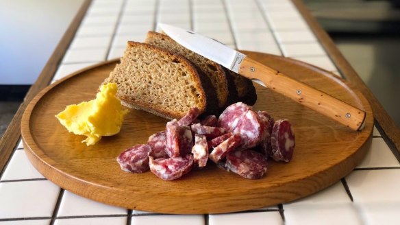 The Summertown Aristologist's saucisson is made from house-reared pigs.