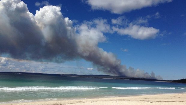The smoke plume from the Wreck Bay fire.