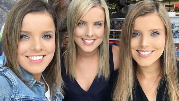 The triplets at the heart of the story: Amy, Sophie and Kate Taeuber.