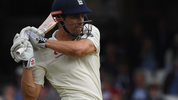 Alastair Cook batted through a rain-interrupted day.