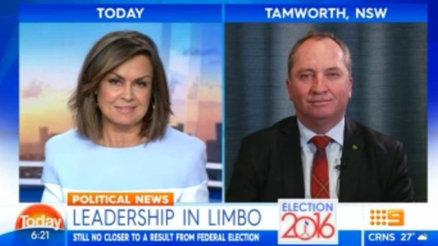 Lisa Wilkinson interviews Deputy Prime Minister Barnaby Joyce on the <i>Today</i> show.