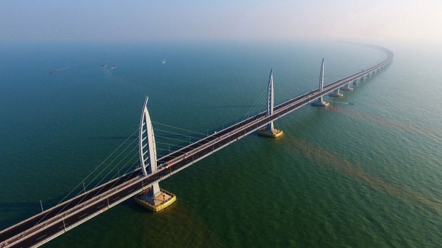 Hong Kong–Zhuhai–Macau Bridge stretches across 55 kilometres joining China's two former European territories.