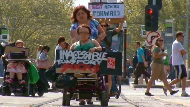 A 2012 protest calling for more accessible trams in Melbourne.