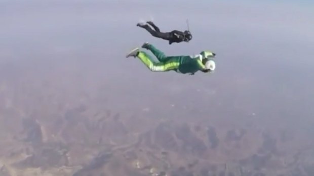 Going: Luke Aikins in free fall.