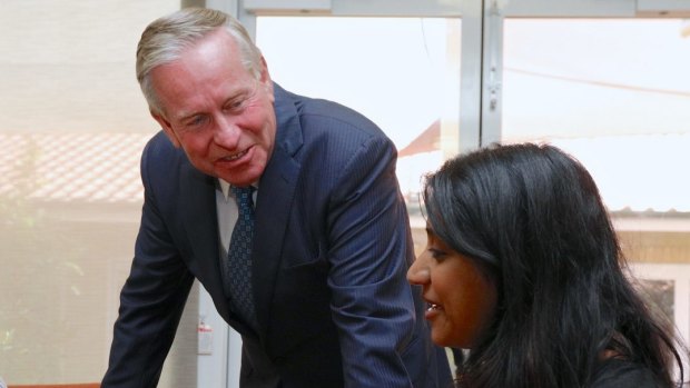 Western Australian Premier Colin Barnett meeting parents and their children on the campaign trail.