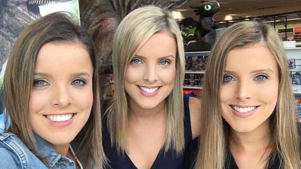 Triplet sisters (from left) Amy, Sophie and Kate Taeuber of Adelaide.