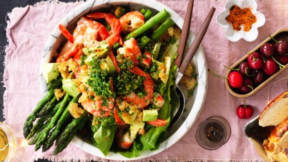 King prawn asparagus and avocado salad  