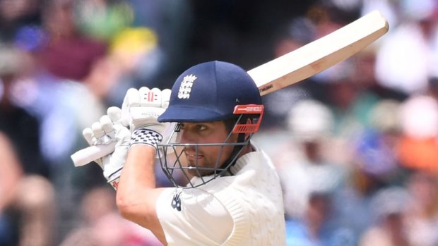 Lashing out: Alastair Cook cuts during the second Test.
