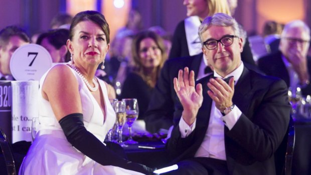 Anna Bligh and Anthony Bertini at the Mother of All Black & White Balls 2015.