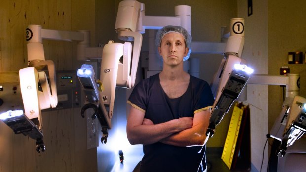 Dr Matthew Magarey, a surgeon who uses robotic technology to remove cancer from people's throats. 