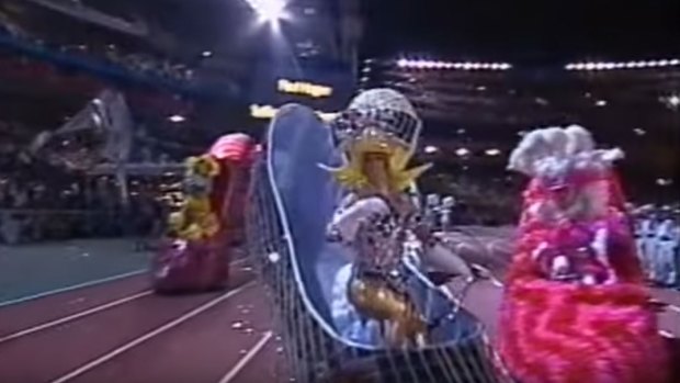 The giant shoe-bikes were used in the closing ceremony parade at the Sydney 2000 Olympic Games and accompanied the Priscilla, Queen of the Desert float.